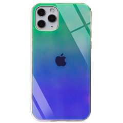 TPU+Glass чехол Gradient Rainbow с лого для Apple iPhone 11 Pro Max (6.5") (Зеленый)