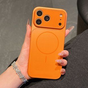 Чехол для Iphone 17 Pro Стеклянный матовый + стекло на камеру Nofelet AG Glass Case with Magsafe Orange