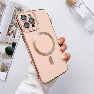 Чохол для iPhone 16 Pro Gold Plating with Magsafe + скло на камеру Pink