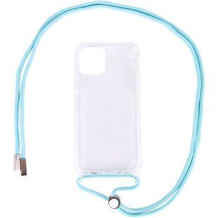 Чохол TPU Crossbody Transparent для Apple iPhone 12 Pro / 12 (6.1 "") Бірюзовий
