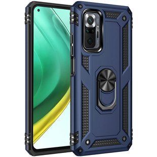 Ударопрочный чехол Serge Ring for Magnet для Xiaomi Redmi Note 10 Pro Темно-синий