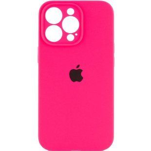 Чехол для Apple iPhone 14 Pro Max Silicone Full camera закрытый низ + защита камеры / Розовый / Barbie pink