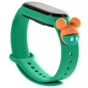 Силіконовий ремінець Cartoon Face для Xiaomi Mi Band 3/4 (Світло-зелений / Міккі Маус)