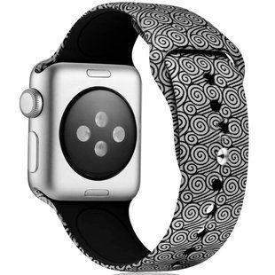 Силиконовый ремешок с рисунком для Apple watch 42mm / 44mm (Черно-белые узоры)