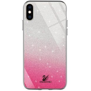 TPU+Glass чехол Swarovski для Apple iPhone X / XS (5.8") (Малиновый)