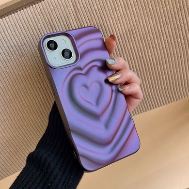 Чехол для iPhone 14 Pro Max Рельефное сердечко Purple