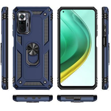 Ударопрочный чехол Serge Ring for Magnet для Xiaomi Redmi Note 10 Pro Темно-синий