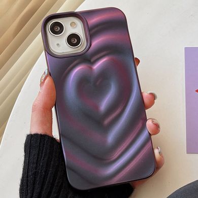 Чехол для iPhone 14 Pro Max Рельефное сердечко Purple