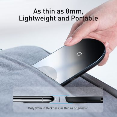 Бездротове зарядний пристрій Baseus Simple 2in1 For Phone + Pods з технологією Qi 18W MAX Чорний, Черный