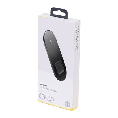 Беспроводное зарядное устройство Baseus Simple 2in1 For Phone+Pods с технологией Qi 18W MAX Черный, Черный