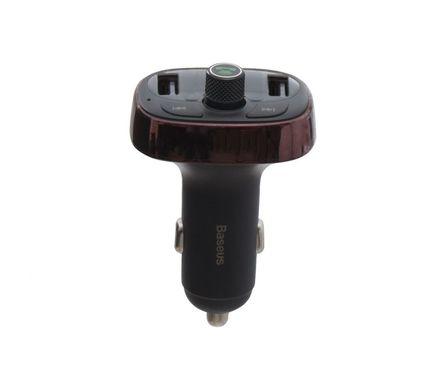 Автомобільний зарядний пристрій BASEUS T typed with Bluetooth FM (Standard edition) S-09A |2USB, 2.4A/1A| темно-коричневий, Тёмно-коричневый