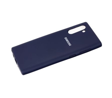 Чехол для Samsung Galaxy Note 10 (N970) Silicone Full Темно-синий c закрытым низом и микрофиброю