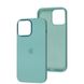 Чехол для iPhone 13 Silicone Case Full (Metal Frame and Buttons) с металической рамкой и кнопками Marine Green