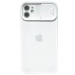 Чохол для iPhone 12 Silicone with Logo hide camera + шторка на камеру White