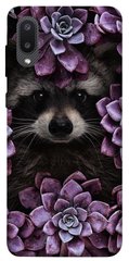 Чехол для Samsung Galaxy A02 PandaPrint Енот в цветах цветы