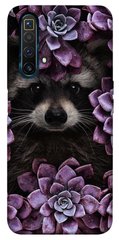 Чехол для Realme X3 SuperZoom PandaPrint Енот в цветах цветы