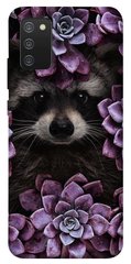 Чехол для Samsung Galaxy A02s PandaPrint Енот в цветах цветы