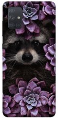 Чехол для Samsung Galaxy A71 PandaPrint Енот в цветах цветы