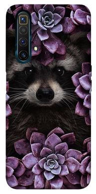 Чохол для Realme X3 SuperZoom PandaPrint Єнот в кольорах квіти