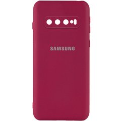 Чехол для Samsung Galaxy S10 Silicone Full camera закрытый низ + защита камеры Бордовый / Marsala
