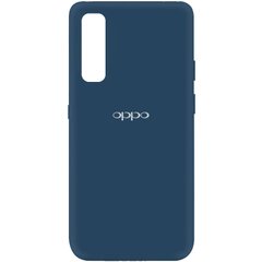 Чехол для Oppo Reno 3 Pro Silicone Full с закрытым низом и микрофиброй Синий / Navy blue