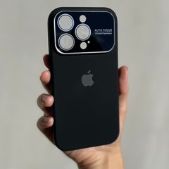 Чехол для iPhone 11 Silicone case AUTO FOCUS + стекло на камеру Black
