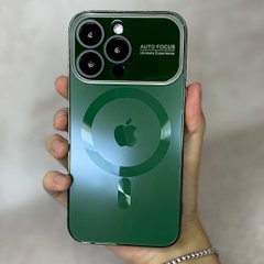 Чохол для iPhone 14 Plus Скляний матовий + скло на камеру Camera Lens Glass matte case with Magsafe Cangling Green