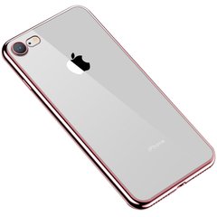 Прозрачный силиконовый чехол с глянцевой окантовкой Full Camera для Apple iPhone 7/8/SE(2020) (4.7") (Rose Gold)