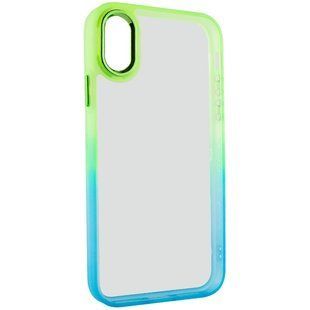 Чехол TPU+PC Fresh sip series для Apple iPhone X / XS (5.8") Бирюзовый / Лимонный