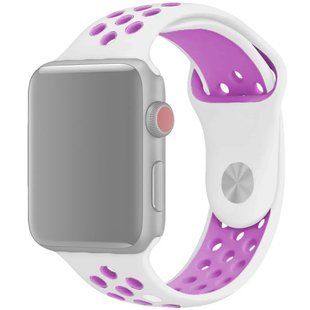 Силиконовый ремешок Sport Nike+ для Apple watch 42mm / 44mm Pink-White