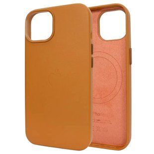 copy_Кожаный чехол Leather Case with MagSafe для Apple iPhone 12 / 12 Pro Коричневый / Golden Brawn