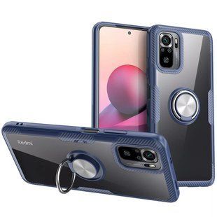 TPU+PC чехол Deen CrystalRing for Magnet (opp) для Xiaomi Redmi Note 10 / Note 10s Бесцветный / Синий