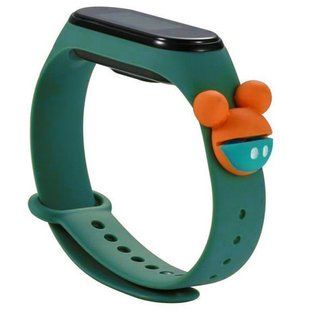Силіконовий ремінець Cartoon Face для Xiaomi Mi Band 3/4 (Зелений / Міккі Маус)