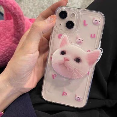 Чехол для iPhone 13 Pro Popsocket Cat Case Transparent