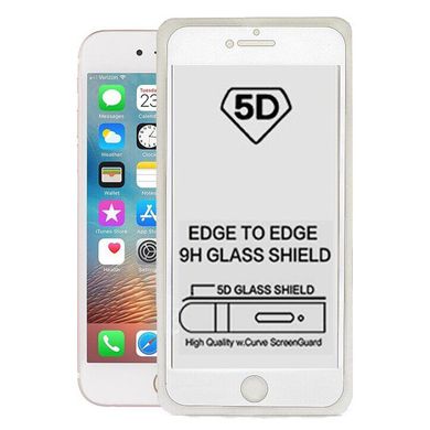 5D скло для Apple Iphone 7/8/SE (2020) Біле - Клей по всій площині, Білий