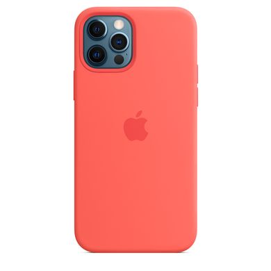 Чехол для Apple Iphone 12 / 12 pro Silicone case Original 1:1 full with Magsafe Оранжевый / Pink citrus