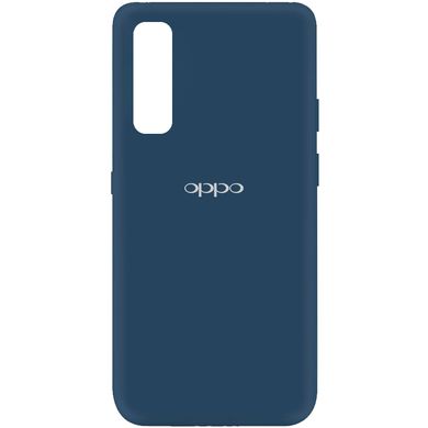 Чехол для Oppo Reno 3 Pro Silicone Full с закрытым низом и микрофиброй Синий / Navy blue