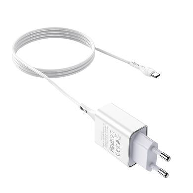 Адаптер мережевий HOCO Type-C cable Asombroso C81A | 1USB, 2.1A | white