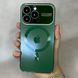 Чехол для iPhone 12 / 12 Pro Стеклянный матовый + стекло на камеру Camera Lens Glass matte case with Magsafe Cangling Green