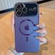 Чохол для iPhone 12 / 12 Pro Скляний матовий + скло на камеру Camera Lens Glass matte case with Magsafe Deep Purple