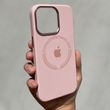 Чехол для iPhone 12 / 12 Pro Silicone Case Full (Metal Frame and Buttons) with Magsafe с металлическими кнопками и рамкой Pink Sand