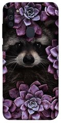 Чехол для Samsung Galaxy M11 PandaPrint Енот в цветах цветы