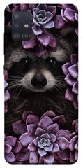 Чехол для Samsung Galaxy M51 PandaPrint Енот в цветах цветы