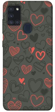 Чехол для Samsung Galaxy A21s PandaPrint Милые сердца паттерн