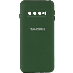 Чохол для Samsung Galaxy S10 Silicone Full camera закритий низ + захист камери Зелений / Dark green