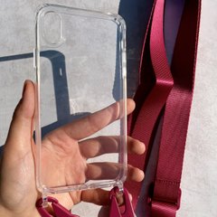 Чехол для iPhone XR прозрачный с ремешком Rose Red