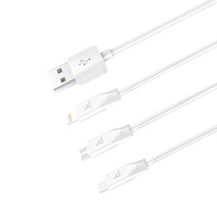 Кабель HOCO combo Apple+Micro+Type-C X1 |1m| White, White
