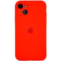 Чехол для Apple iPhone 13 Silicone Full camera закрытый низ + защита камеры / Красный / Red