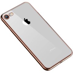 Прозорий силіконовий чохол з глянцевою окантовкою Full Camera Для Apple iPhone 7/8/SE(2020) (4.7") (Золотий)