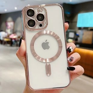 Чехол для iPhone 16 Pro Max Shining Case with Magsafe + стекло на камеру Pink